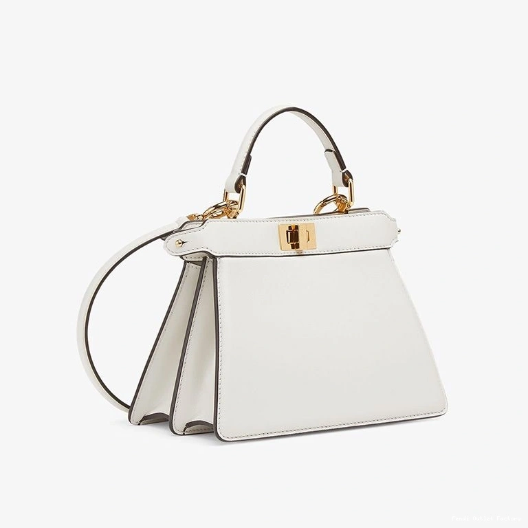 HOT In Peekaboo Petite White Bag ISeeU Nappa Fendi Leather 0822